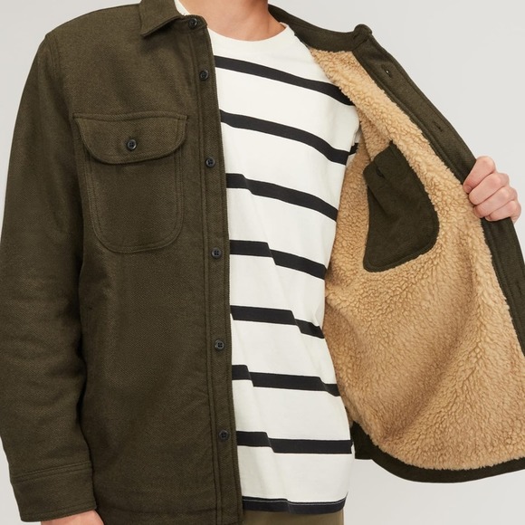 Everlane Other - Everlane the ReNew fleece lined heavy weight overshirt in heather green Size L